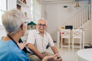 An in-home care consultation provides information on senior care options.